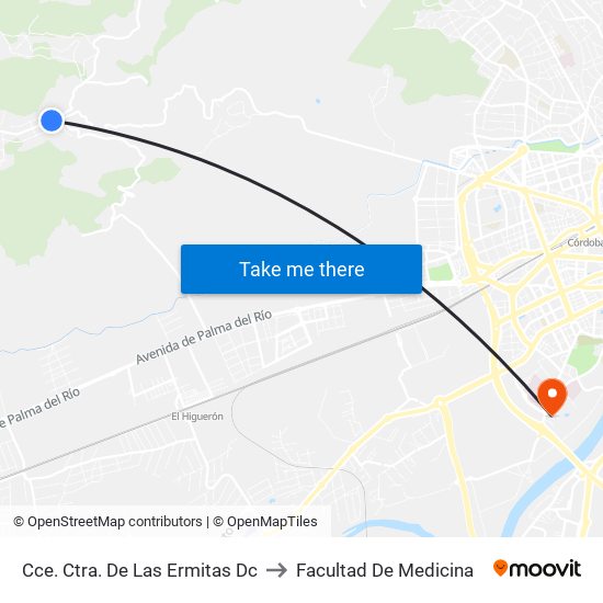Cce. Ctra. De Las Ermitas Dc to Facultad De Medicina map