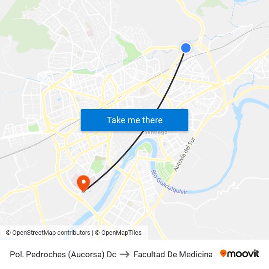 Pol. Pedroches (Aucorsa) Dc to Facultad De Medicina map