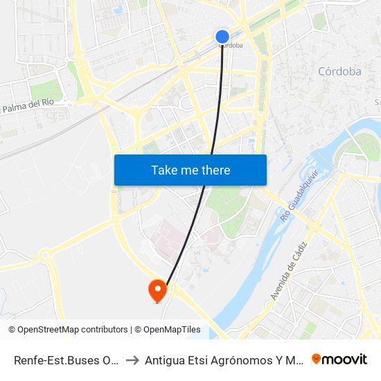 Renfe-Est.Buses Oeste to Antigua Etsi Agrónomos Y Montes map