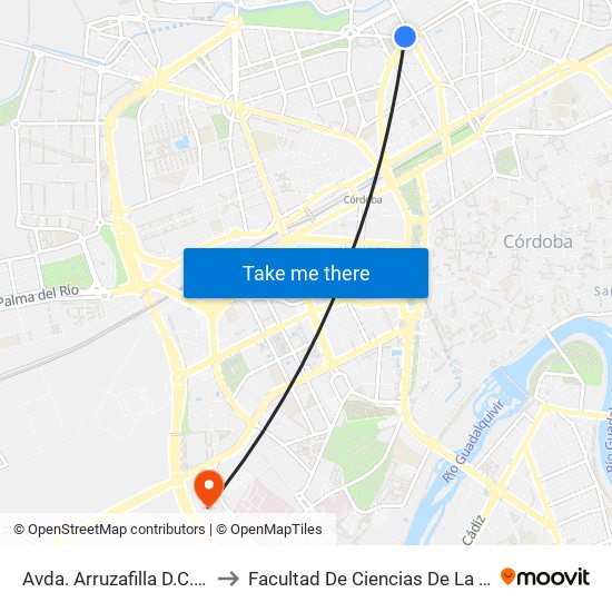 Avda. Arruzafilla D.C.Sanitaria to Facultad De Ciencias De La Educación map