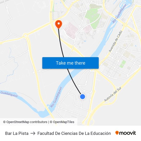 Bar La Pista to Facultad De Ciencias De La Educación map