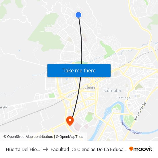 Huerta Del Hierro to Facultad De Ciencias De La Educación map