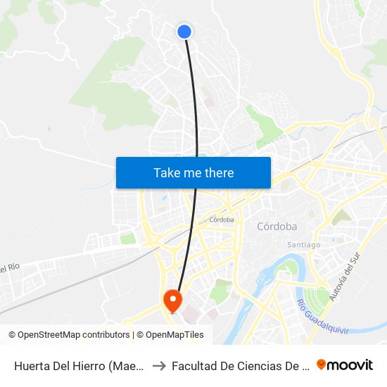 Huerta Del Hierro (Maestre Escuela) to Facultad De Ciencias De La Educación map