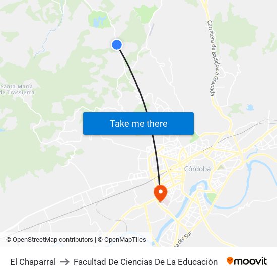 El Chaparral to Facultad De Ciencias De La Educación map