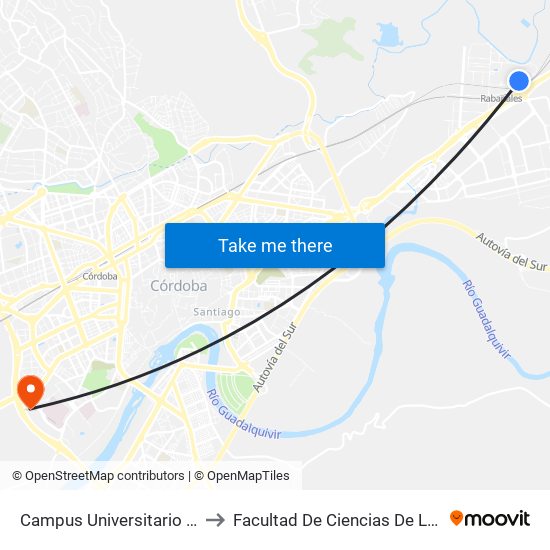Campus Universitario Rabanales to Facultad De Ciencias De La Educación map
