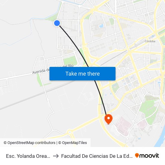 Esc. Yolanda Oreamuno to Facultad De Ciencias De La Educación map