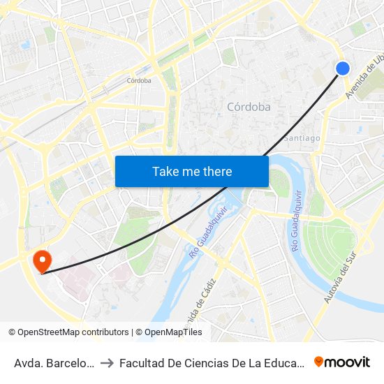 Avda. Barcelona to Facultad De Ciencias De La Educación map