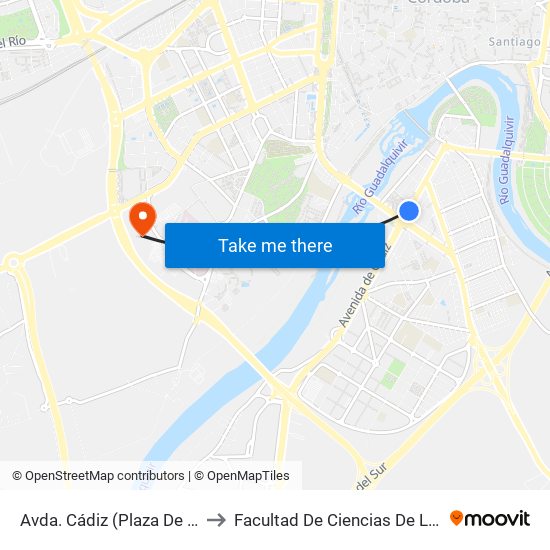 Avda. Cádiz (Plaza De Andalucía) to Facultad De Ciencias De La Educación map