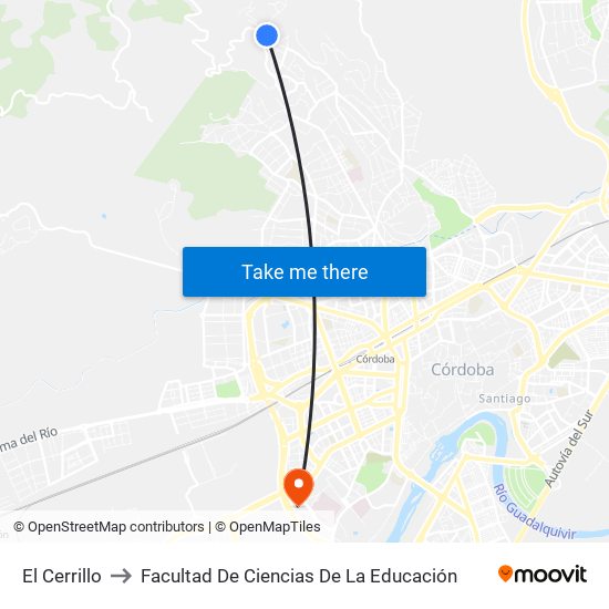 El Cerrillo to Facultad De Ciencias De La Educación map