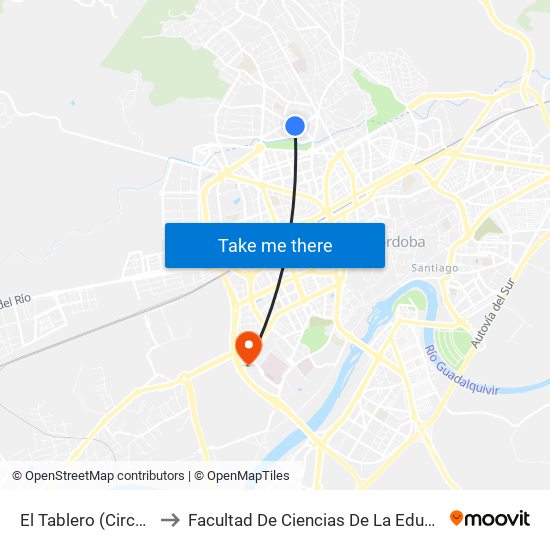 El Tablero (Circuito) to Facultad De Ciencias De La Educación map