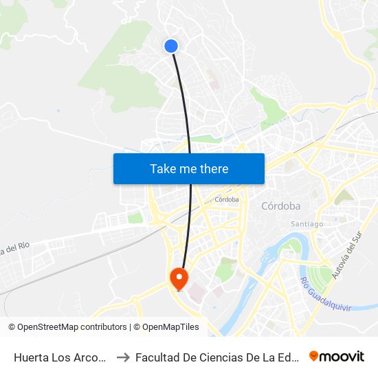 Huerta Los Arcos D.C. to Facultad De Ciencias De La Educación map