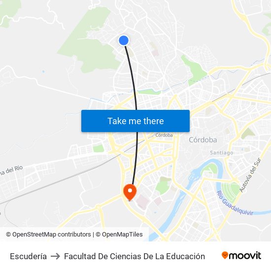 Escudería to Facultad De Ciencias De La Educación map