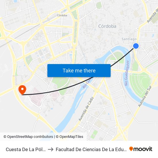 Cuesta De La Pólvora to Facultad De Ciencias De La Educación map