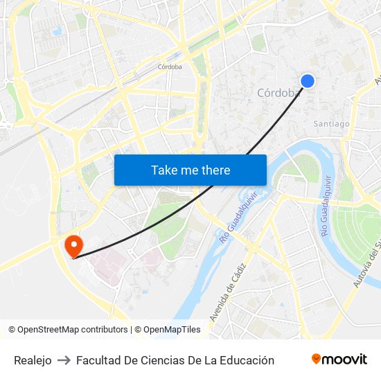 Realejo to Facultad De Ciencias De La Educación map