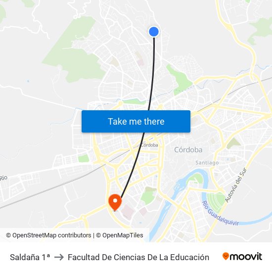 Saldaña 1ª to Facultad De Ciencias De La Educación map