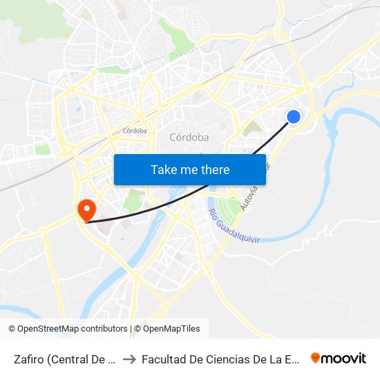 Zafiro (Central De Taxis) to Facultad De Ciencias De La Educación map