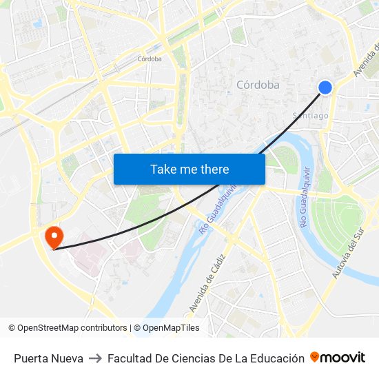Puerta Nueva to Facultad De Ciencias De La Educación map