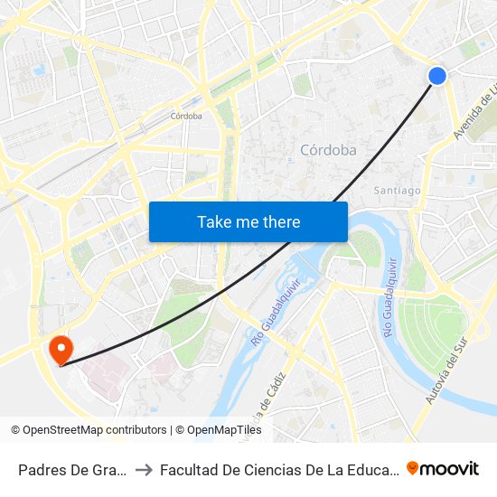 Padres De Gracia to Facultad De Ciencias De La Educación map