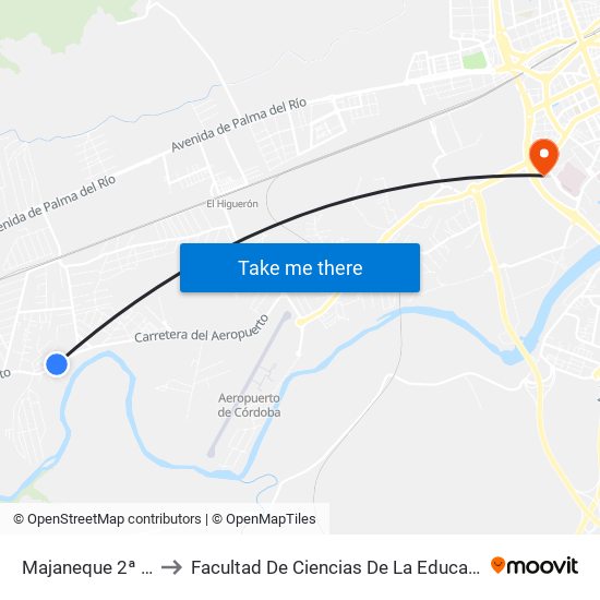 Majaneque 2ª Dc to Facultad De Ciencias De La Educación map