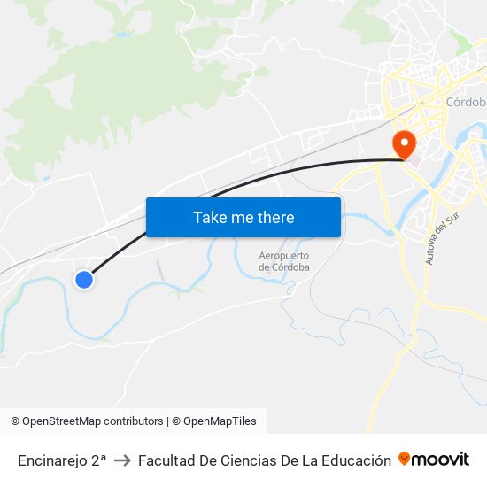 Encinarejo 2ª to Facultad De Ciencias De La Educación map