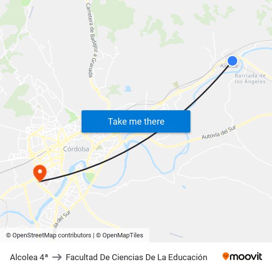 Alcolea 4ª to Facultad De Ciencias De La Educación map