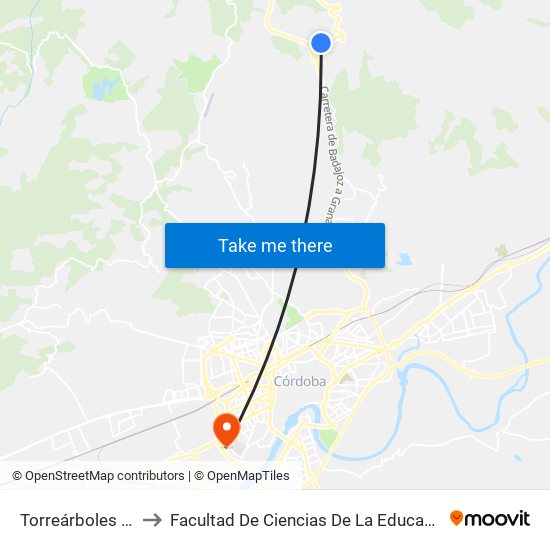 Torreárboles Dc to Facultad De Ciencias De La Educación map