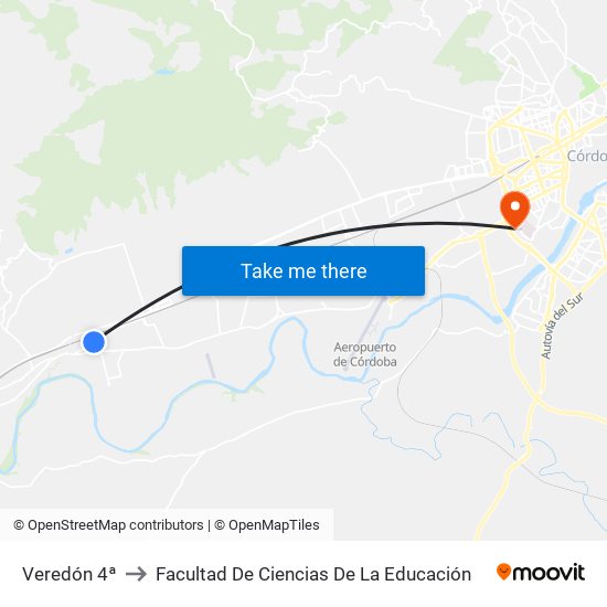 Veredón 4ª to Facultad De Ciencias De La Educación map