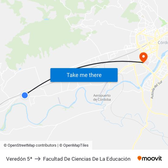 Veredón 5ª to Facultad De Ciencias De La Educación map