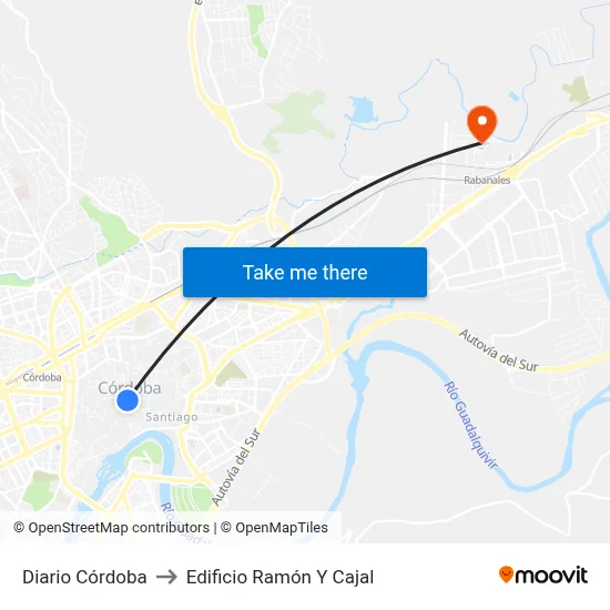 Diario Córdoba to Edificio Ramón Y Cajal map