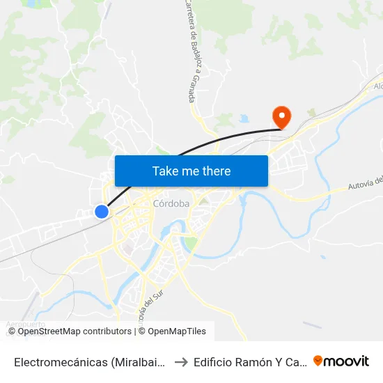 Electromecánicas (Miralbaida) to Edificio Ramón Y Cajal map
