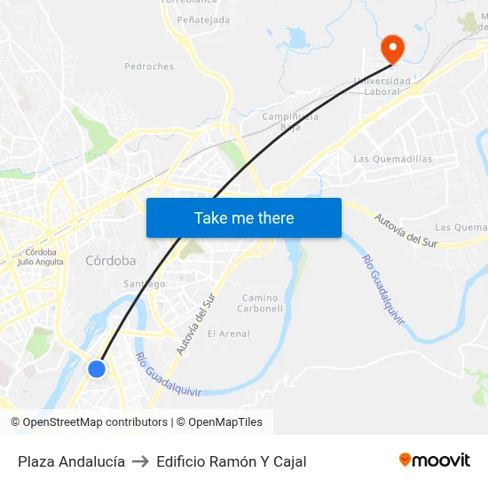 Plaza Andalucía to Edificio Ramón Y Cajal map