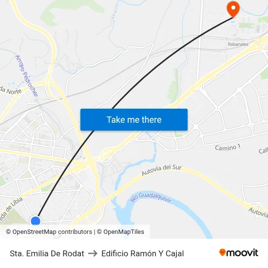 Sta. Emilia De Rodat to Edificio Ramón Y Cajal map