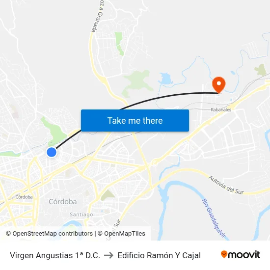 Virgen Angustias 1ª D.C. to Edificio Ramón Y Cajal map
