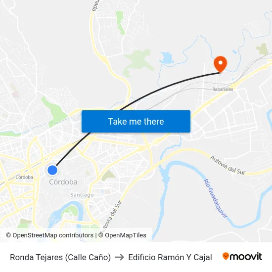 Ronda Tejares (Calle Caño) to Edificio Ramón Y Cajal map