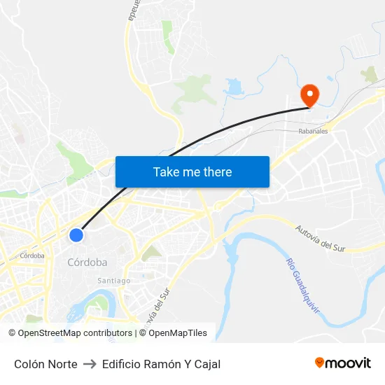 Colón Norte to Edificio Ramón Y Cajal map
