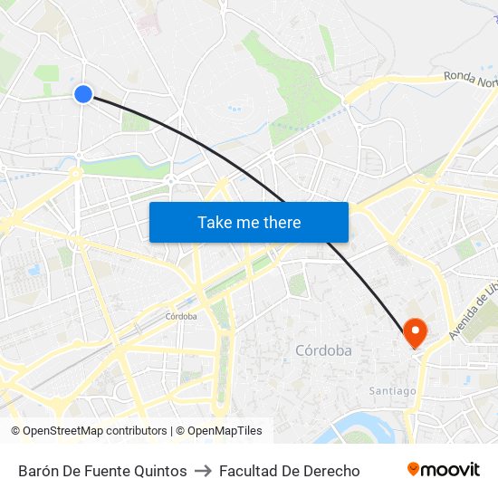 Barón De Fuente Quintos to Facultad De Derecho map