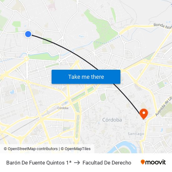 Barón De Fuente Quintos 1ª to Facultad De Derecho map