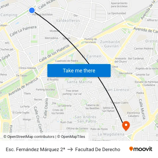 Esc. Fernández Márquez 2ª to Facultad De Derecho map