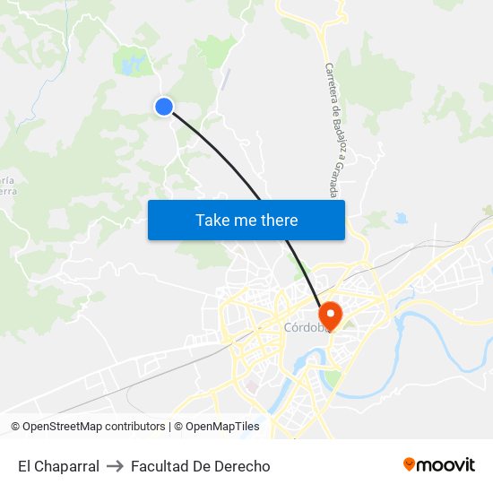 El Chaparral to Facultad De Derecho map
