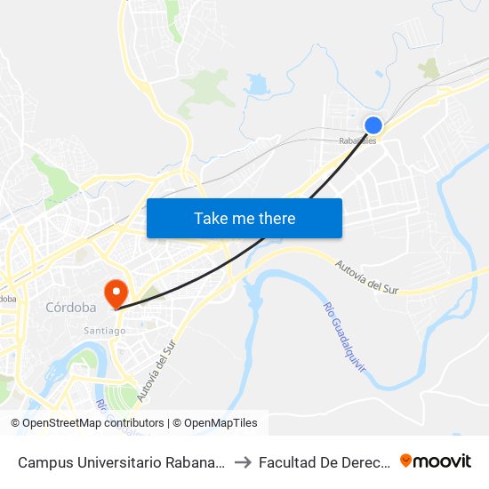 Campus Universitario Rabanales to Facultad De Derecho map