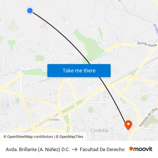 Avda. Brillante (A. Núñez) D.C. to Facultad De Derecho map
