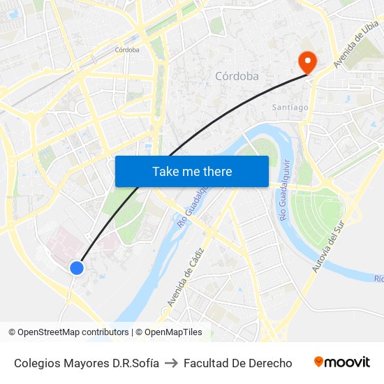 Colegios Mayores D.R.Sofía to Facultad De Derecho map