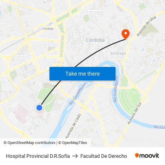Hospital Provincial D.R.Sofía to Facultad De Derecho map
