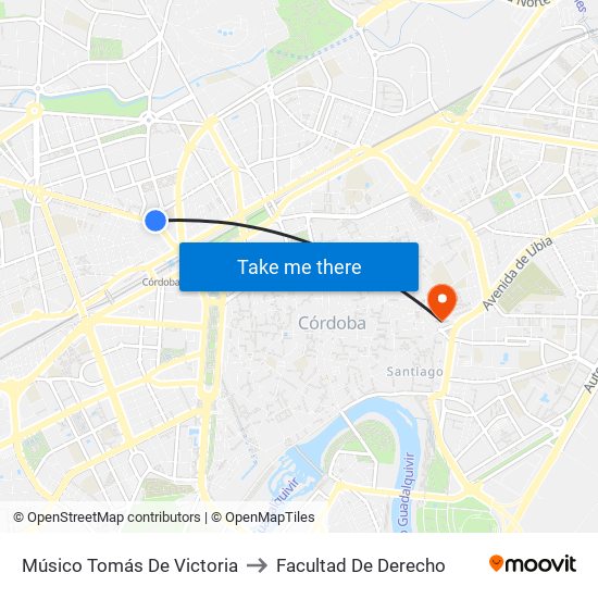 Músico Tomás De Victoria to Facultad De Derecho map