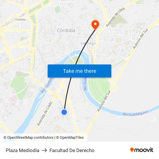 Plaza Mediodía to Facultad De Derecho map
