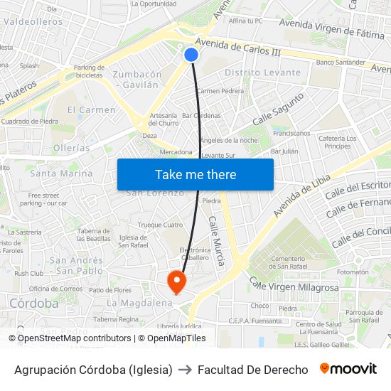 Agrupación Córdoba (Iglesia) to Facultad De Derecho map