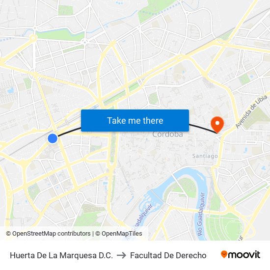 Huerta De La Marquesa D.C. to Facultad De Derecho map