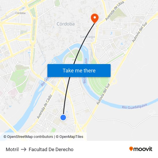 Motril to Facultad De Derecho map