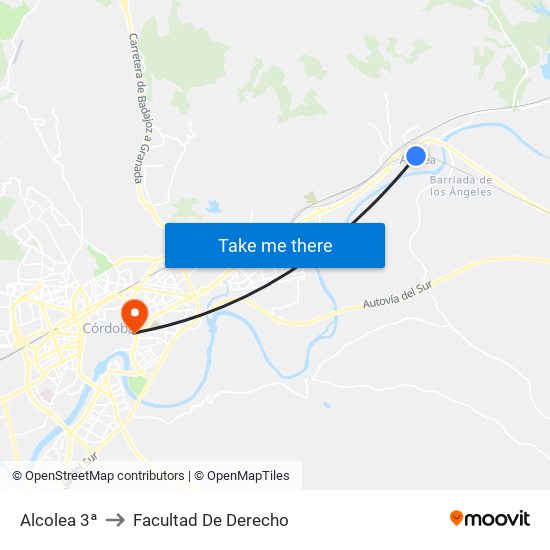 Alcolea 3ª to Facultad De Derecho map