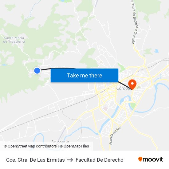 Cce. Ctra. De Las Ermitas to Facultad De Derecho map